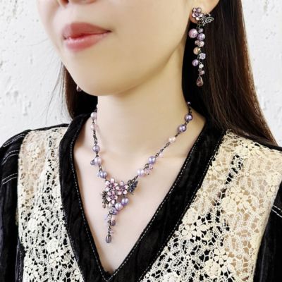 夜桜と蝶モチーフ　イヤリング　ＳＡＭＥ１４９８　　ＸＶ